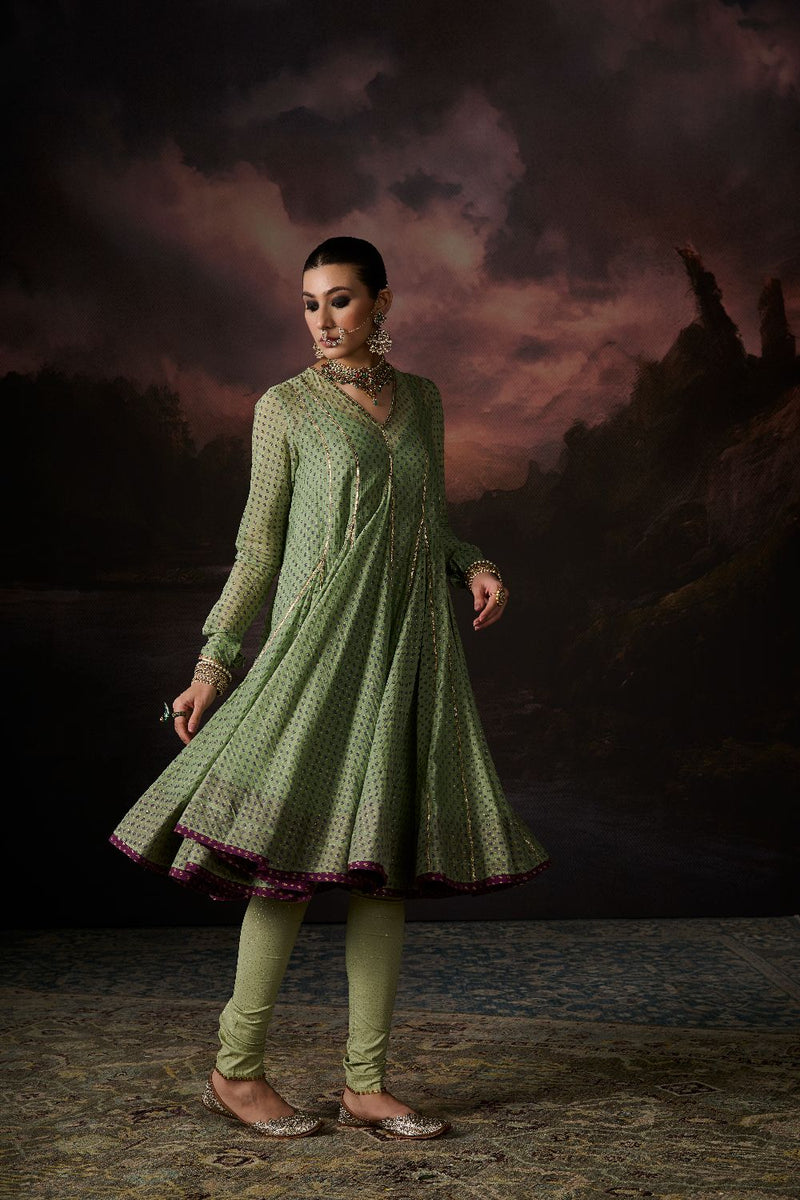 NINA KURTA chanderi by SWATTI KAPOOR in green color for women in Singapore