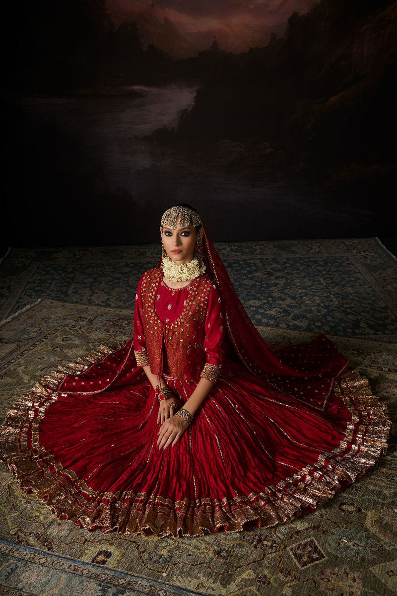 NOOR GILET chanderi by SWATTI KAPOOR in red color for women in Singapore