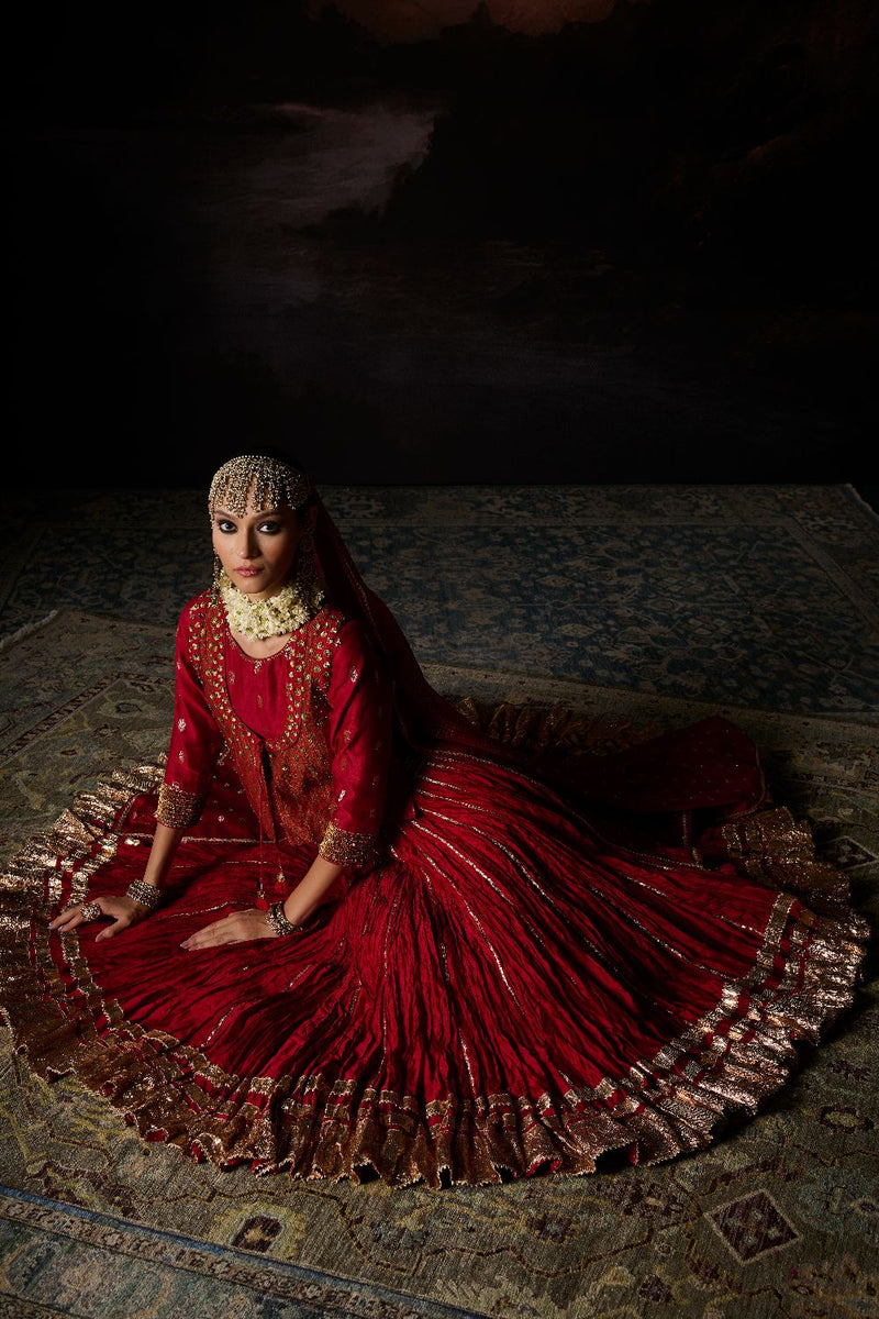 NOOR GILET chanderi by SWATTI KAPOOR in red color for women in Singapore