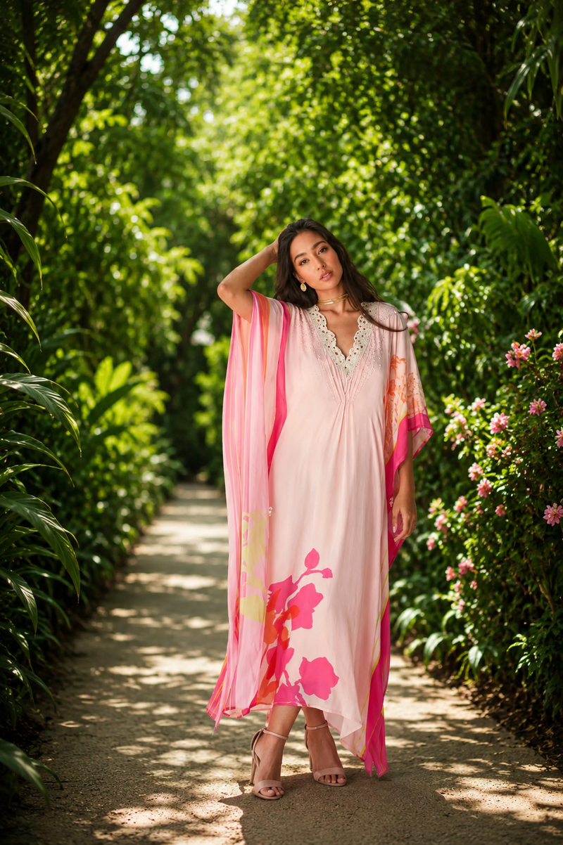 NUDE PEARL KAFTAN Indo-Western Wear by Rajiramniq for women in Singapore