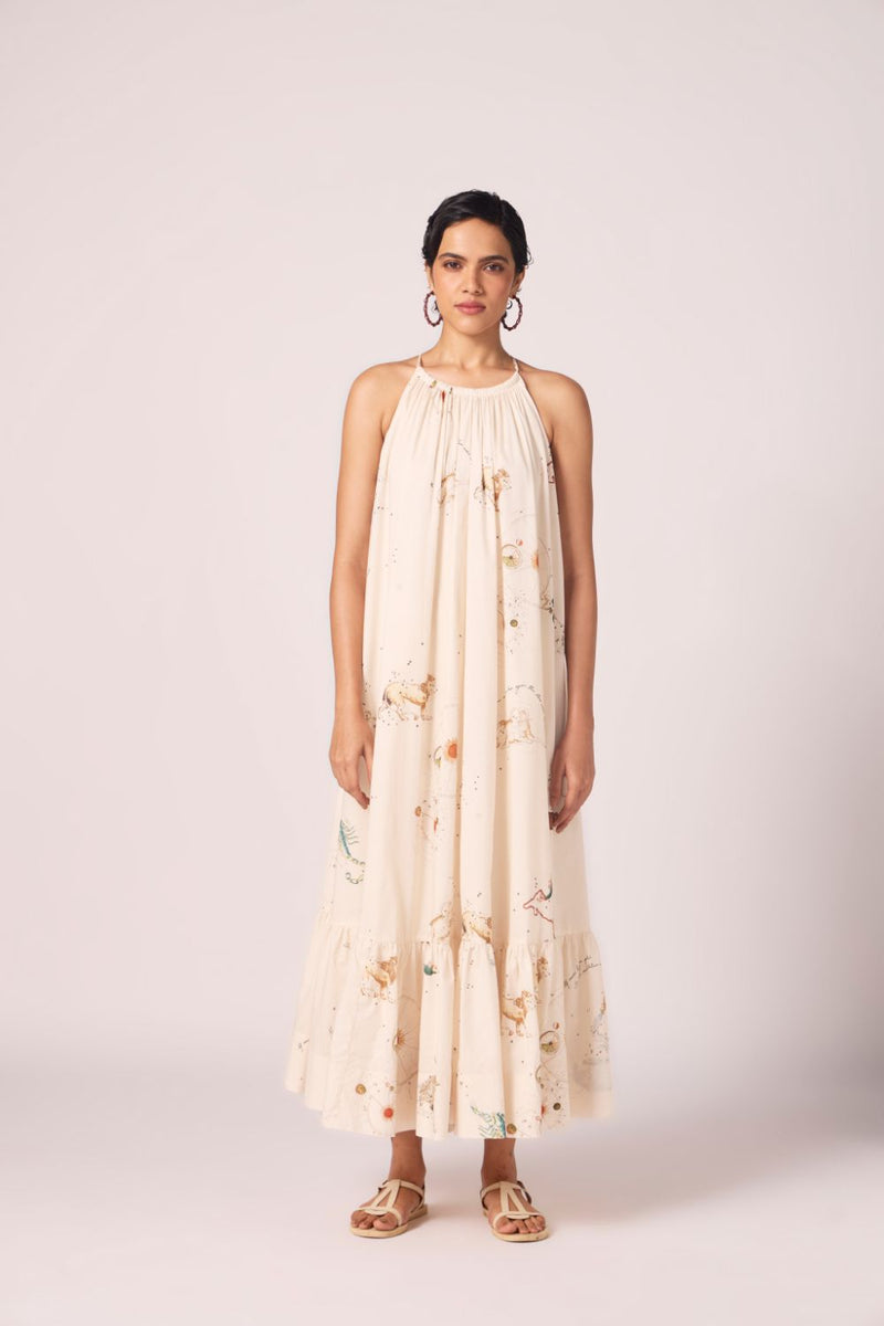 Naiara Zodiac Print Cotton Maxi Dress cotton by The Summer House for women in Singapore