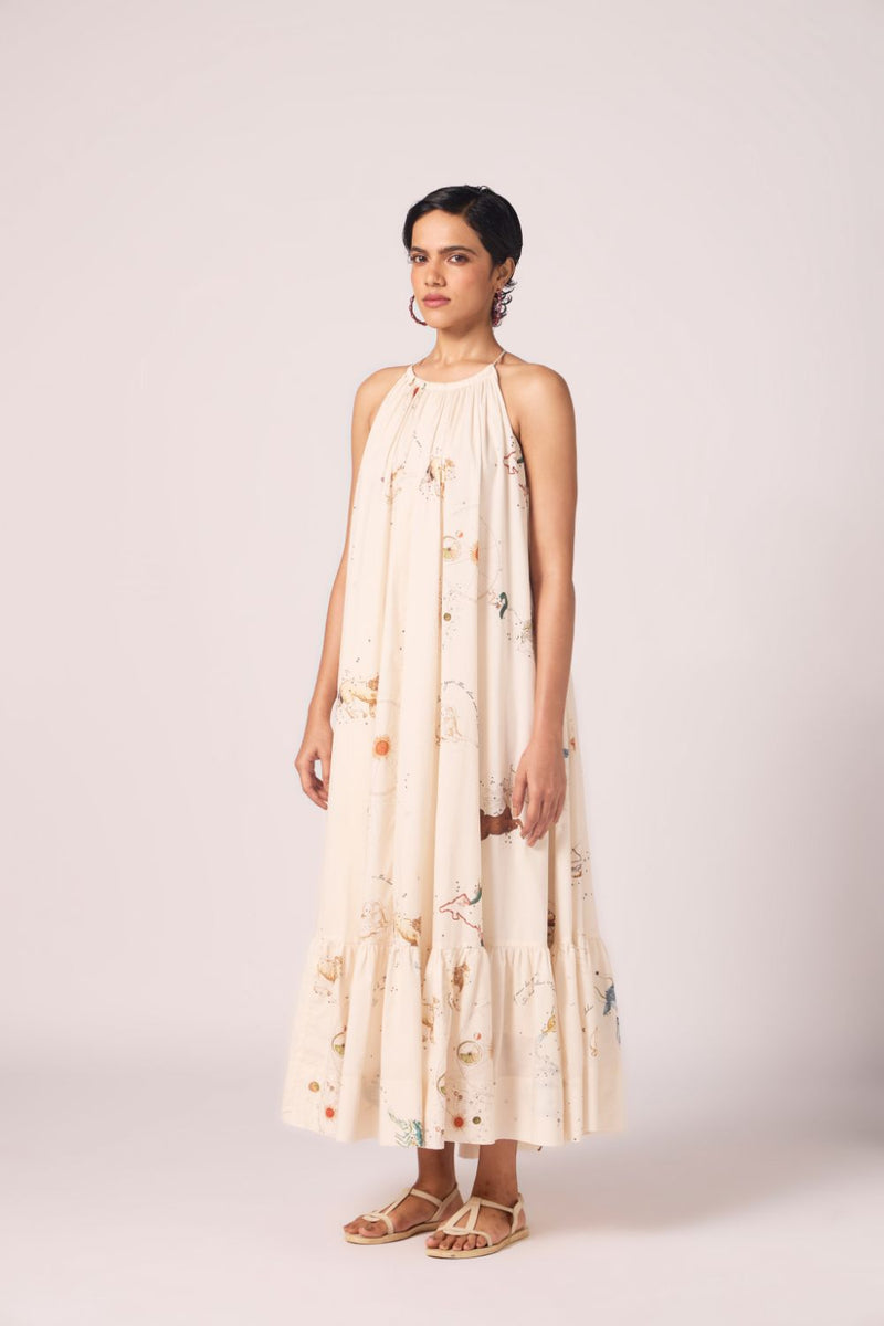 Naiara Zodiac Print Cotton Maxi Dress cotton by The Summer House for women in Singapore