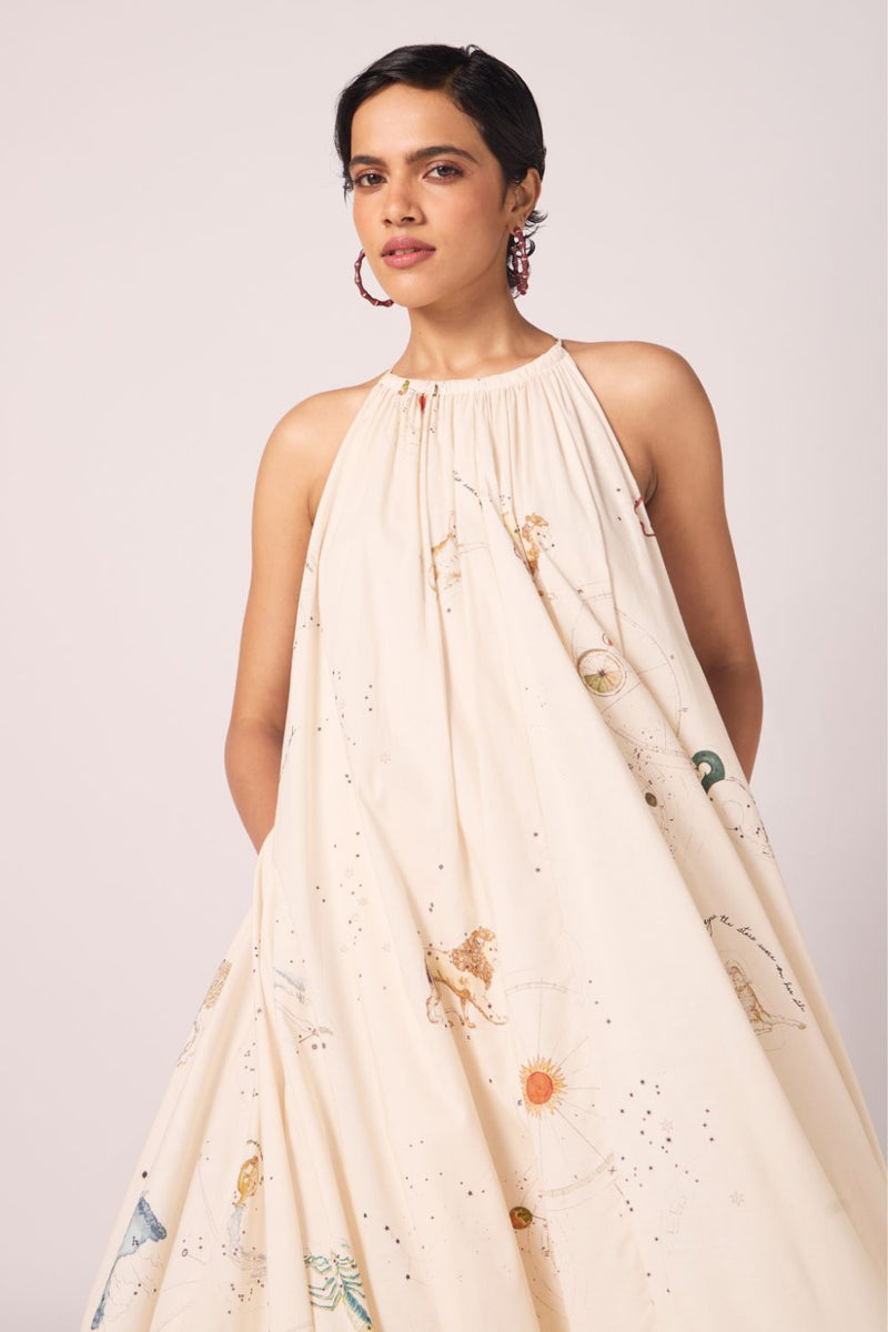 Naiara Zodiac Print Cotton Maxi Dress cotton by The Summer House for women in Singapore