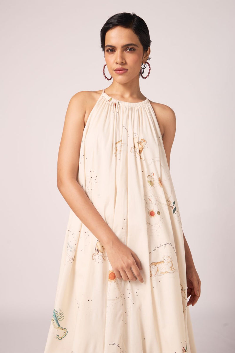 Naiara Zodiac Print Cotton Maxi Dress cotton by The Summer House for women in Singapore
