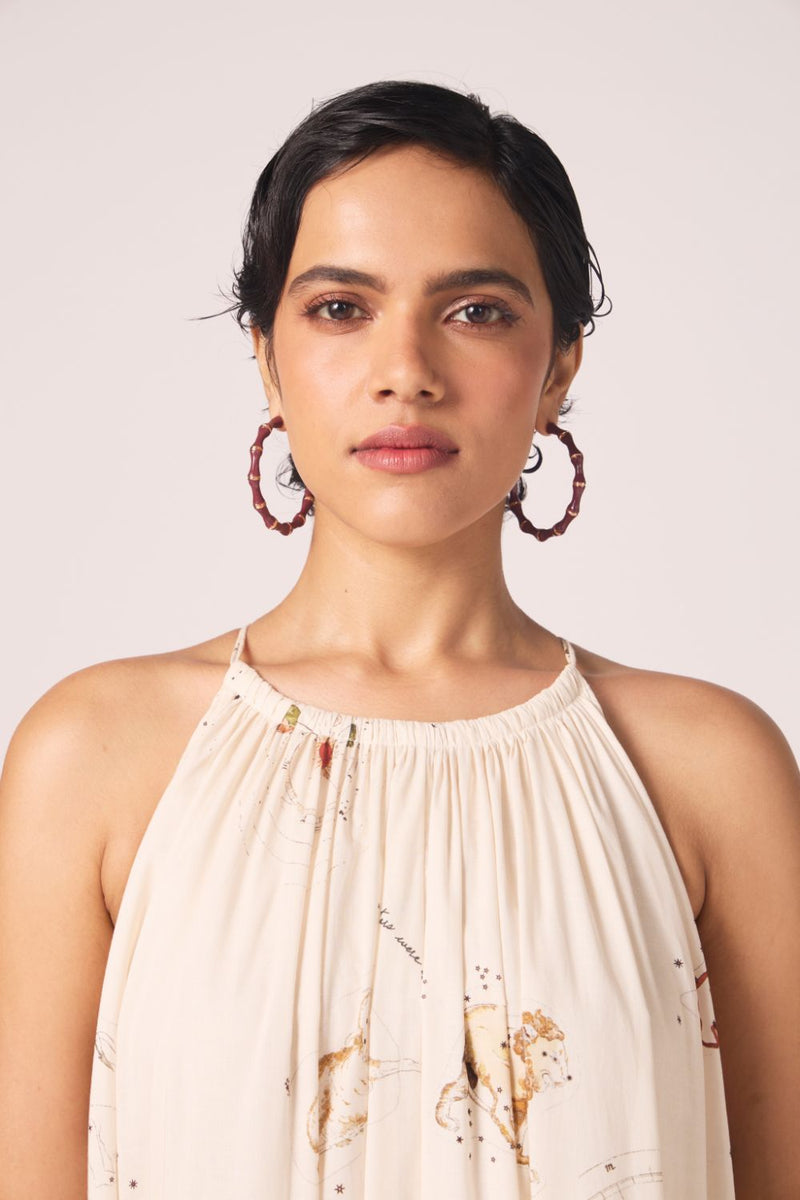 Naiara Zodiac Print Cotton Maxi Dress cotton by The Summer House for women in Singapore