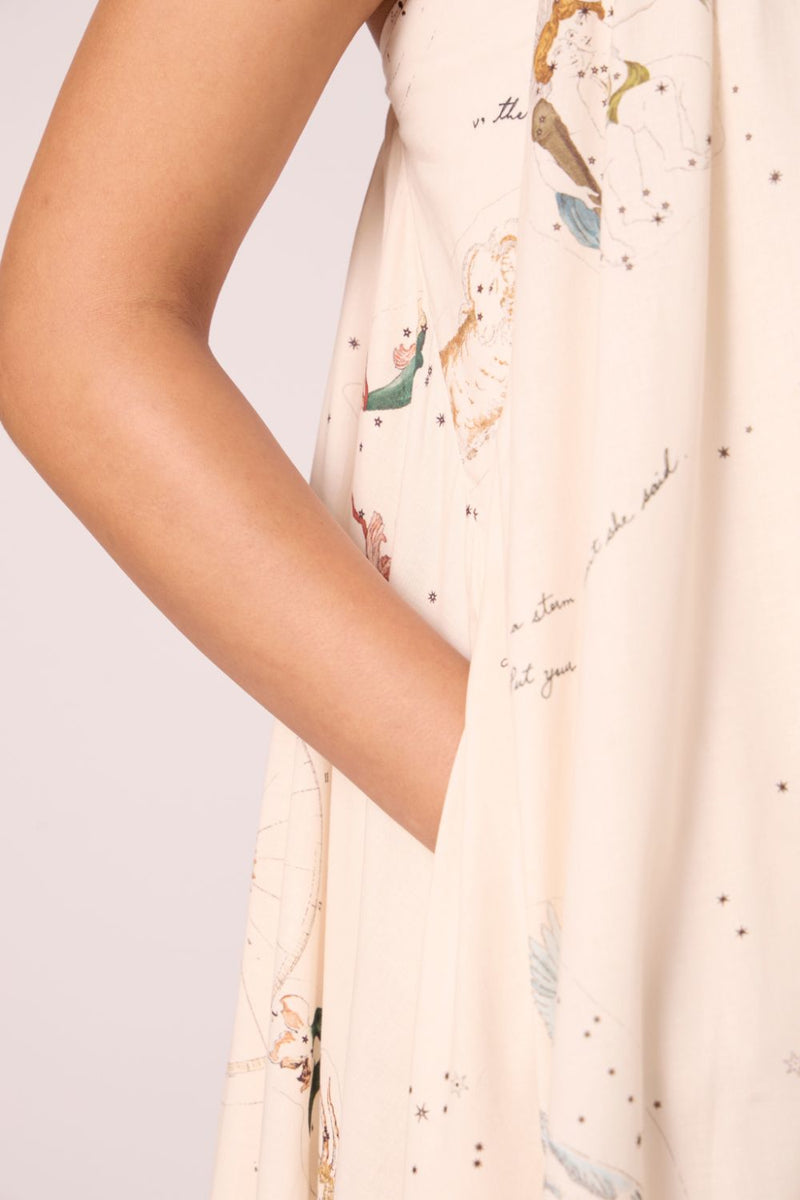 Naiara Zodiac Print Cotton Maxi Dress cotton by The Summer House for women in Singapore