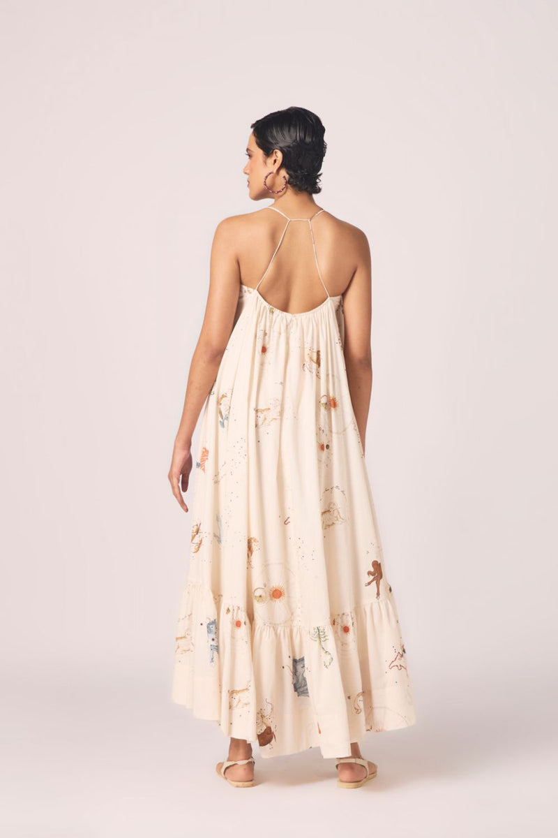 Naiara Zodiac Print Cotton Maxi Dress cotton by The Summer House for women in Singapore