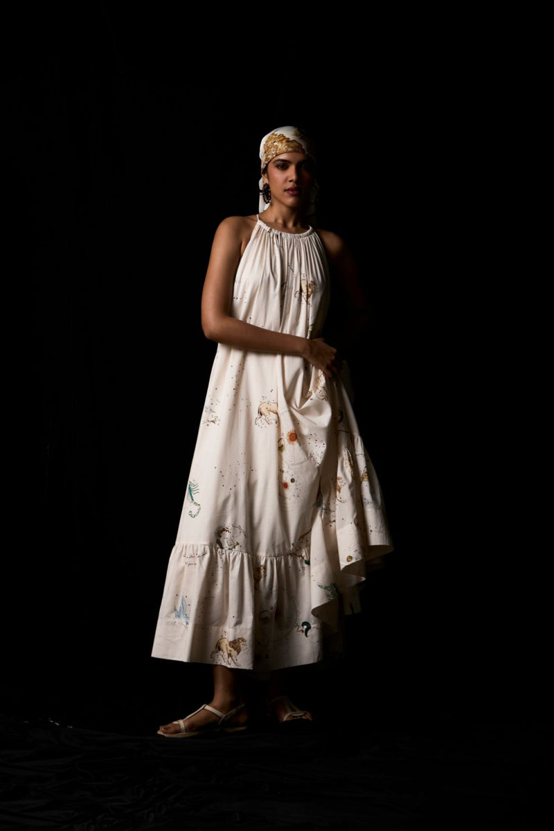 Naiara Zodiac Print Cotton Maxi Dress cotton by The Summer House for women in Singapore