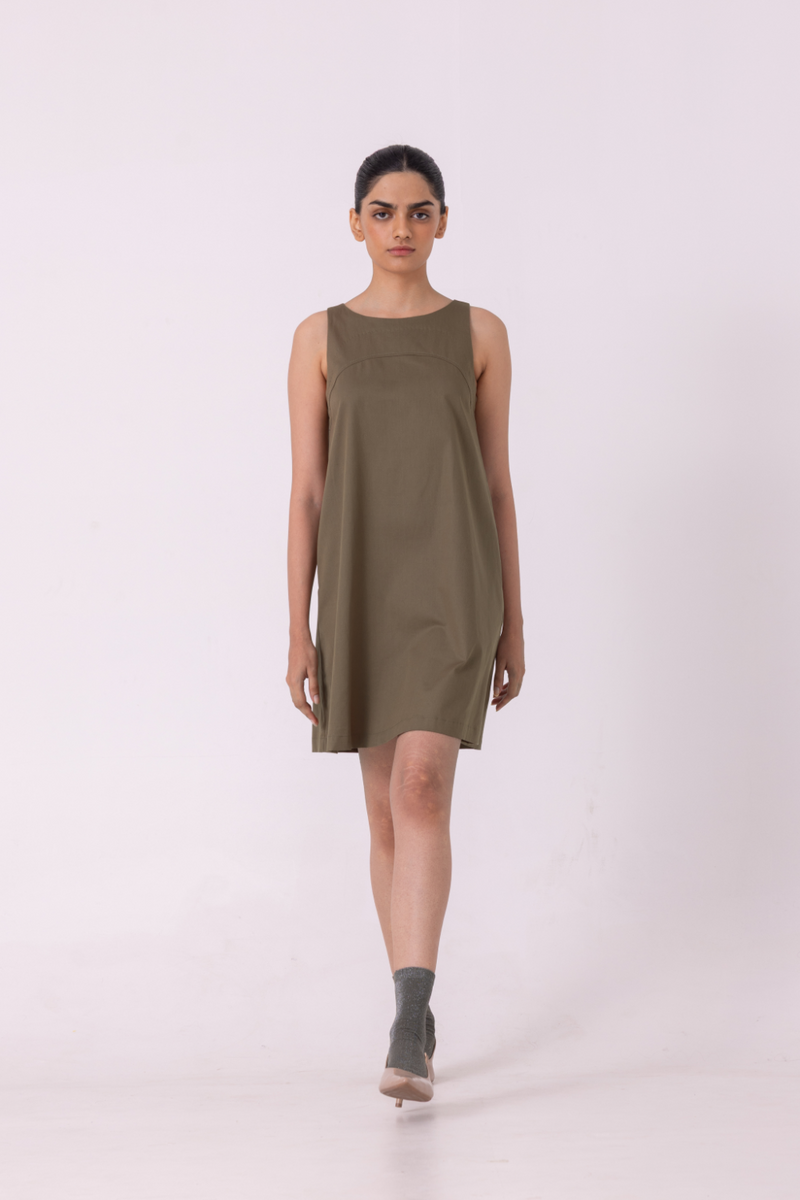 Nalaka Olive Shift Dress cotton by The Summer House for women in Singapore