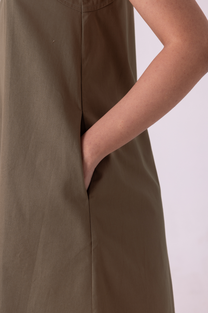 Nalaka Olive Shift Dress cotton by The Summer House for women in Singapore