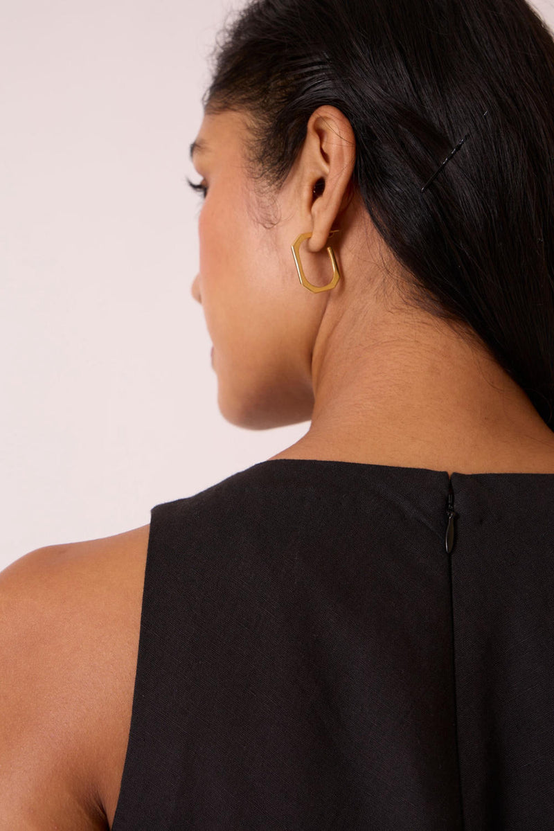 Naomi Black Linen Cotton Dress cotton by The Summer House in black color for women in Singapore