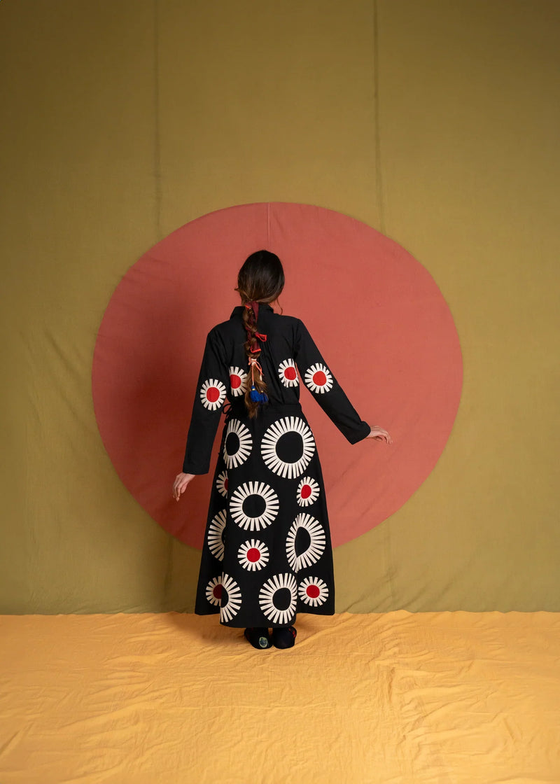 Naseem Shirt-Black, White and Red cotton top/shirt by Ka-Sha in black for women in Singapore