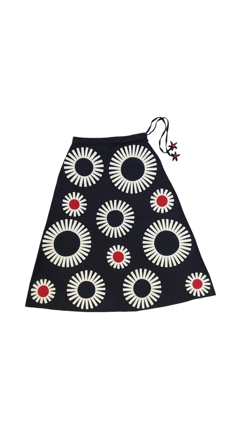 Naseem Tiger Skirt-Black, White and Red kora cotton skirt by Ka-Sha in black for women in Singapore