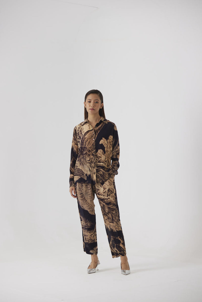 NAVY MORNI CO-ORD SET by Yam in navy color for women in Singapore