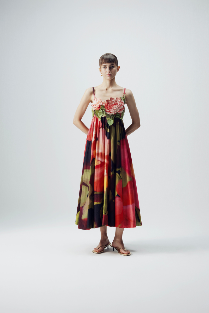 Manhattan Patchwork Dress satin by YAM in multi color for women in Singapore