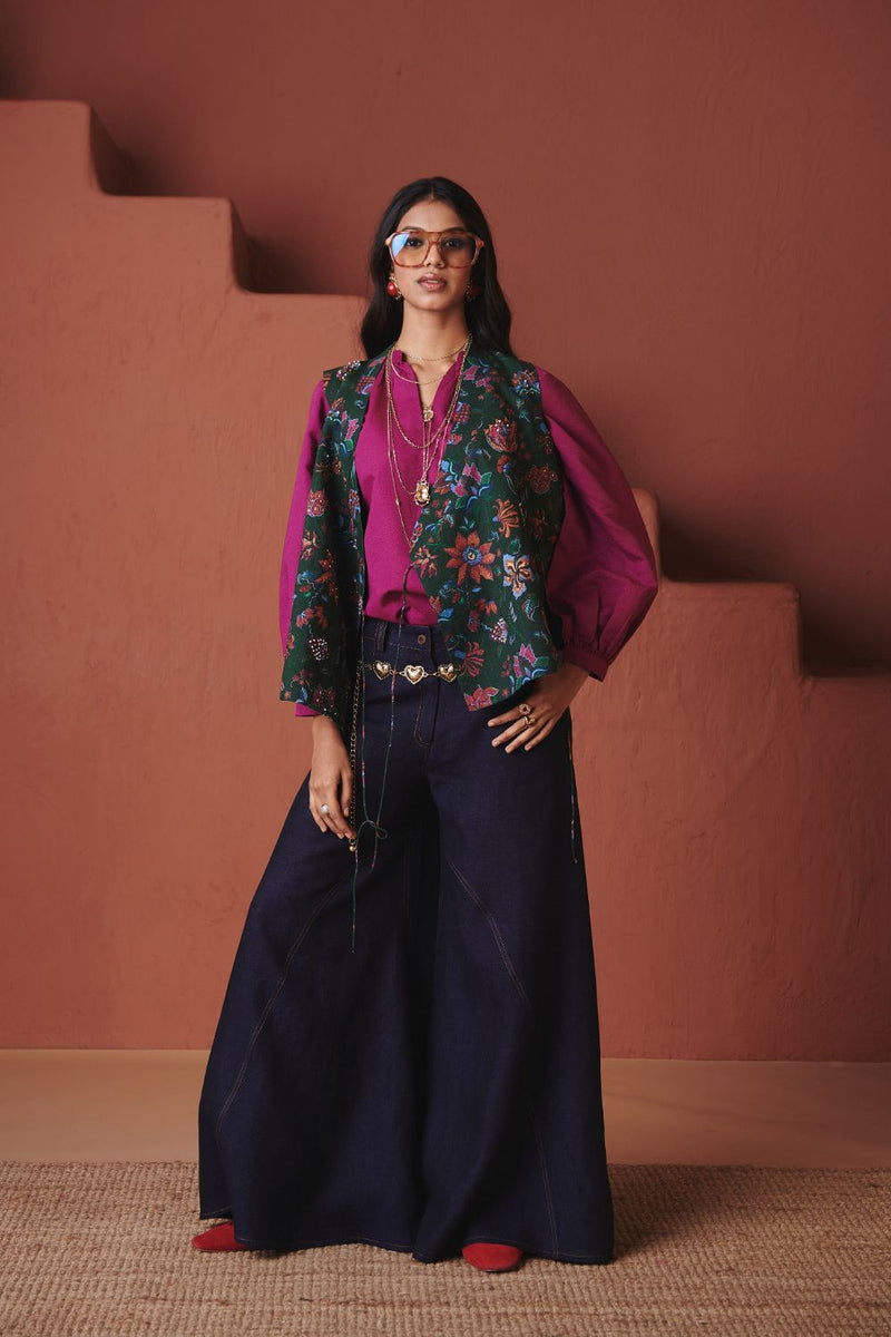 Neel Linen Denim Flared Pants