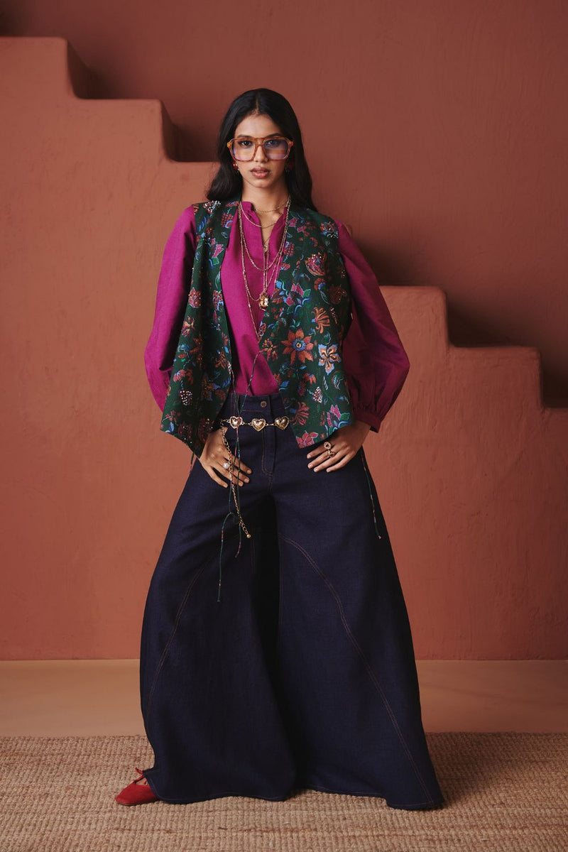 Neel Linen Denim Flared Pants