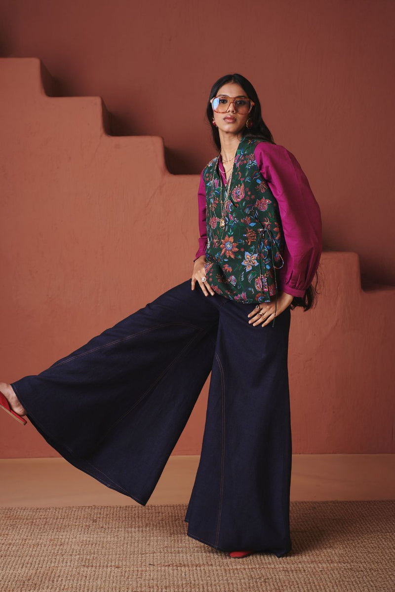 Neel Linen Denim Flared Pants