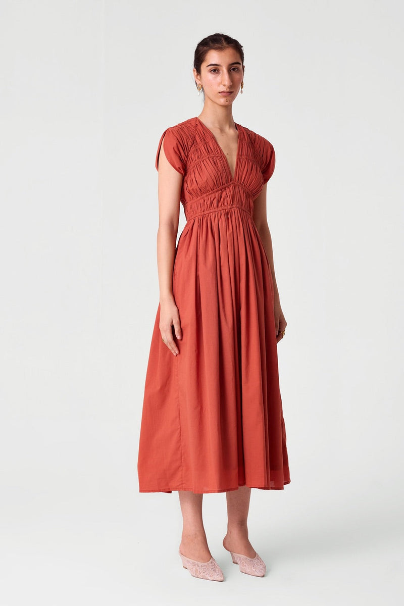 Neepa Terracotta Ruched Dress