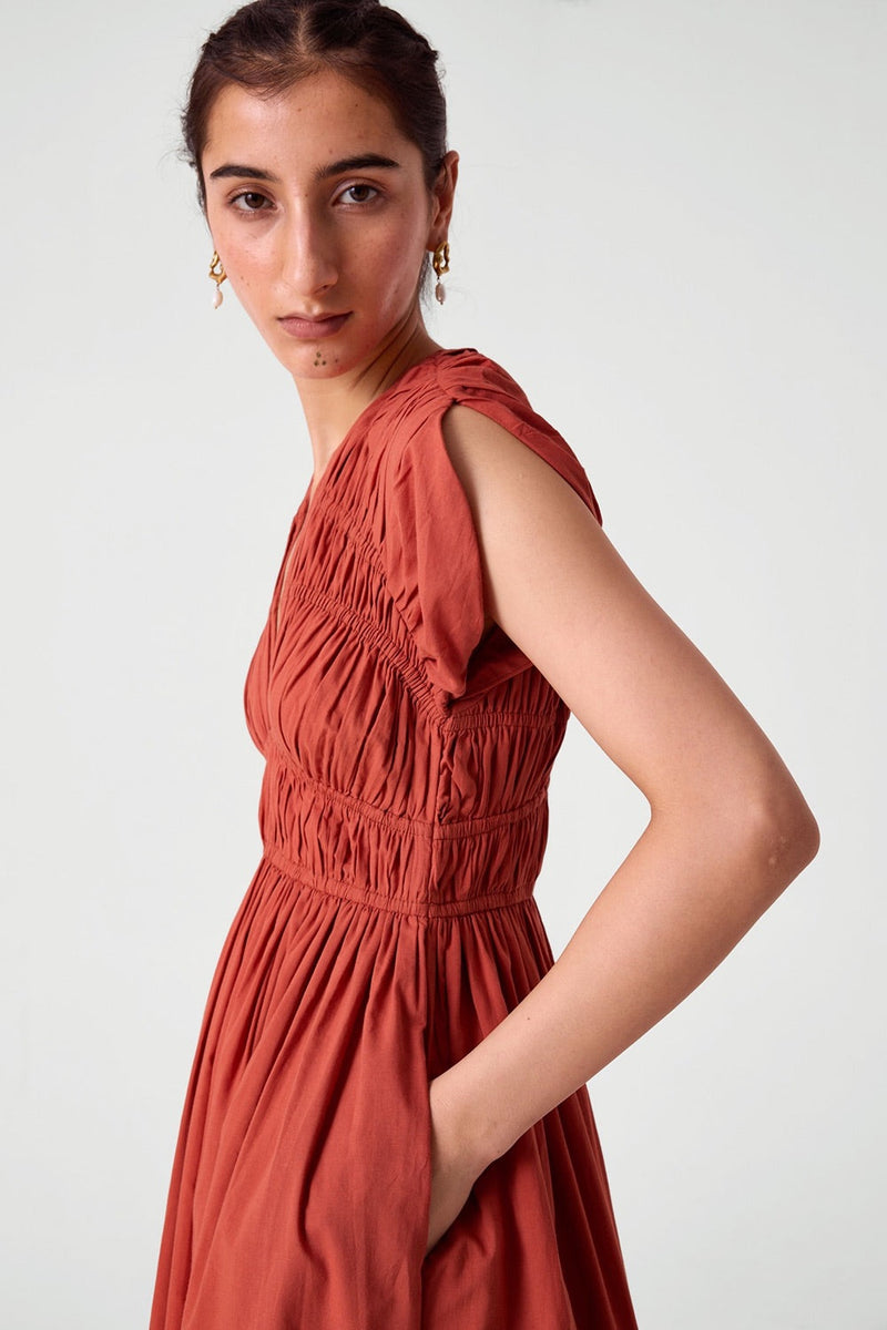 Neepa Terracotta Ruched Dress