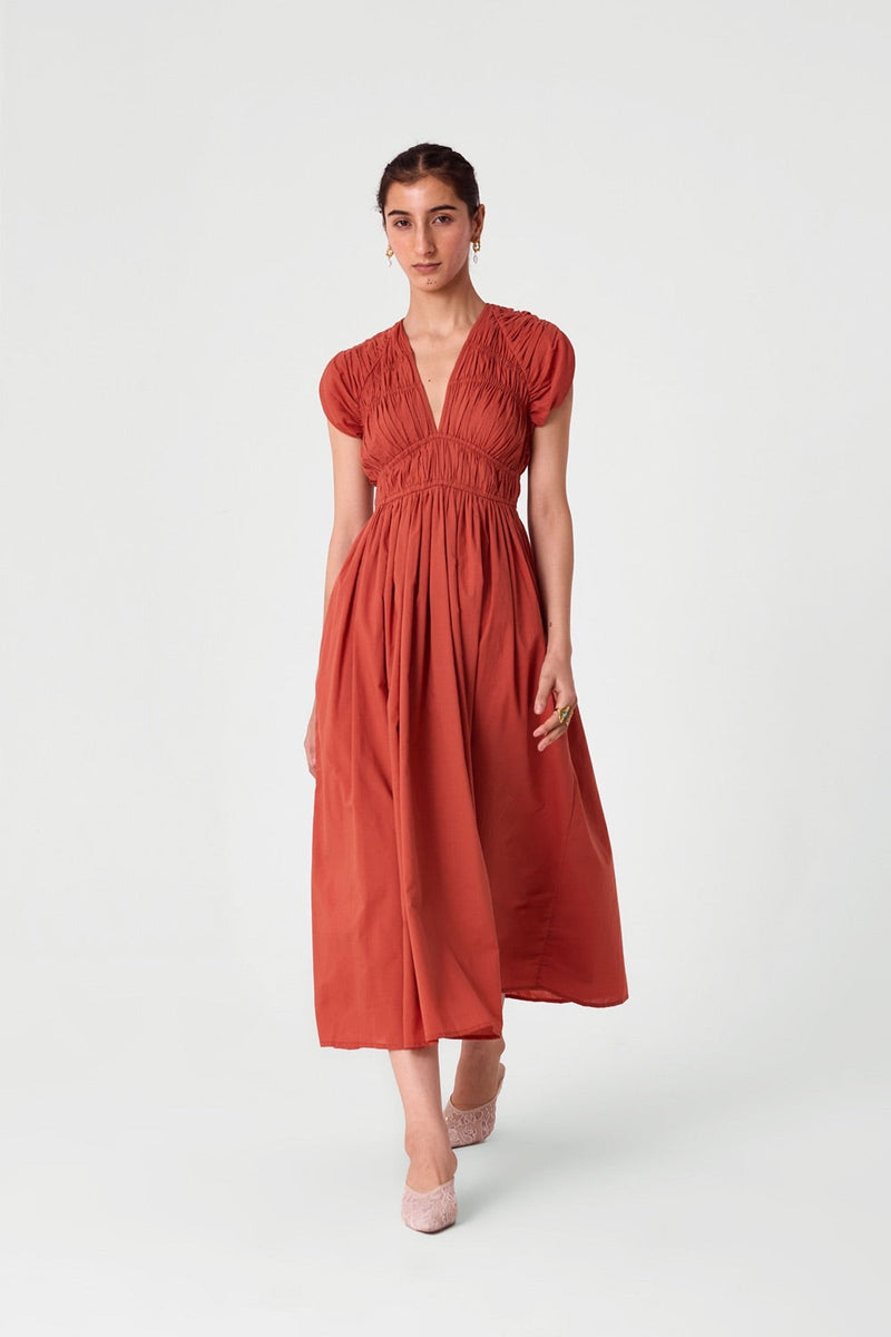 Neepa Terracotta Ruched Dress