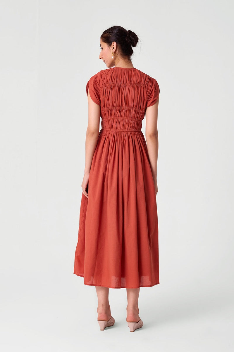 Neepa Terracotta Ruched Dress