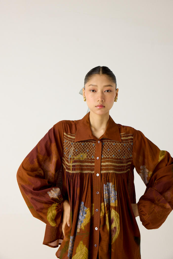 NICO SHIRT-FOLIAGE cotton by CORD in multi for women in Singapore