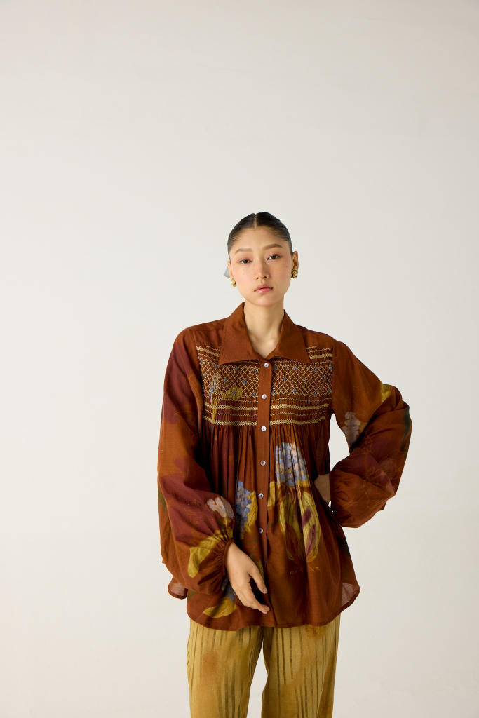 NICO SHIRT-FOLIAGE cotton by CORD in multi for women in Singapore