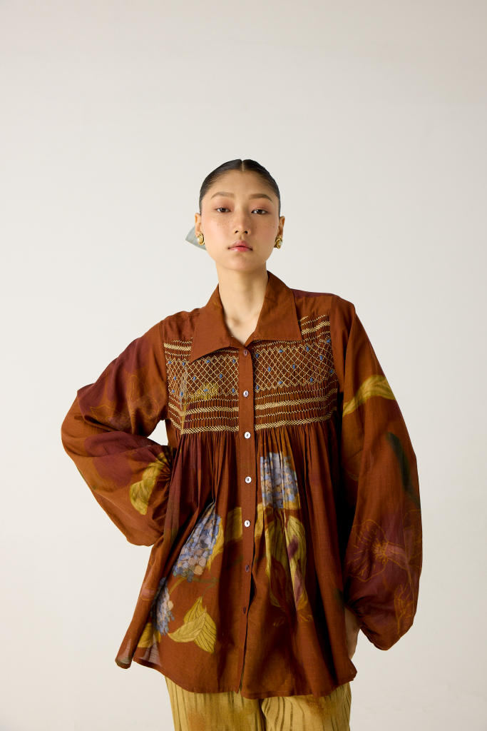 NICO SHIRT-FOLIAGE cotton by CORD in multi for women in Singapore