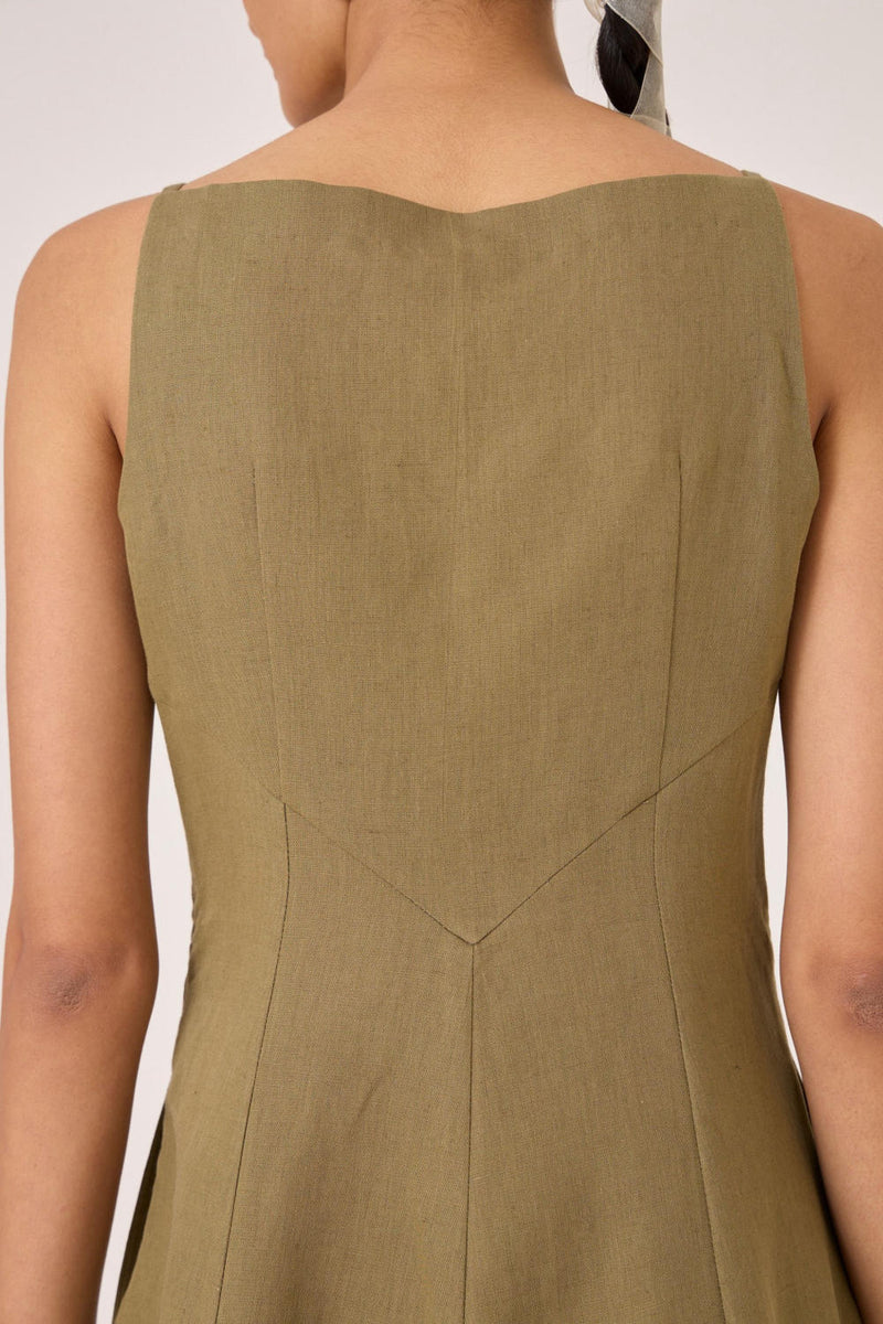 Nimal Olive Embroidered Dress cotton by The Summer House in olive color for women in Singapore