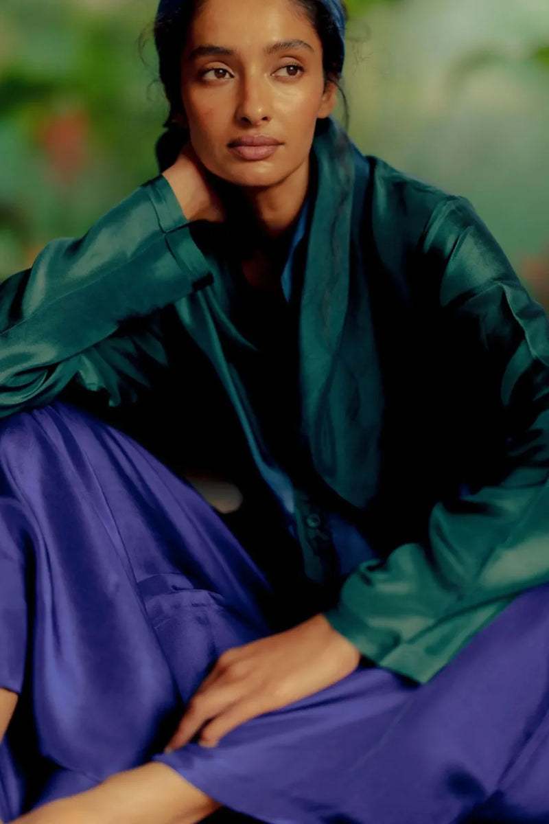 Nira Ocean Silk Kurta Set silk Buy Nira Ocean Silk Kurta Set from C&W | Light Kurta Sets for Women by Ituvana for women in Singapore