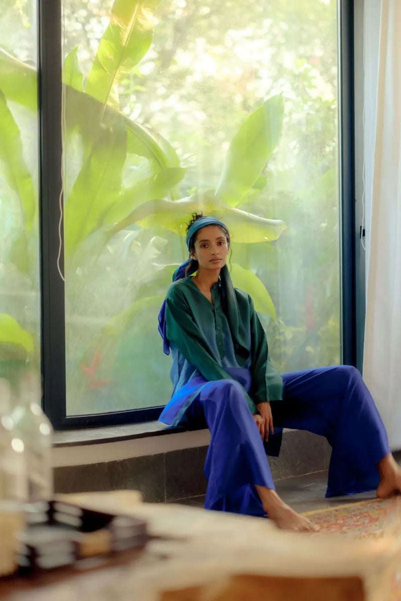Nira Ocean Silk Kurta Set silk Buy Nira Ocean Silk Kurta Set from C&W | Light Kurta Sets for Women by Ituvana for women in Singapore