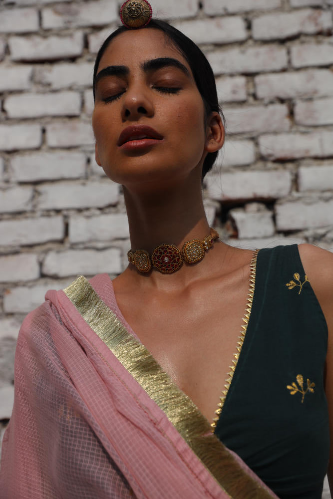 Noor ghagra set cotton Lehenga Sets by Khara Kapas in green for women in Singapore