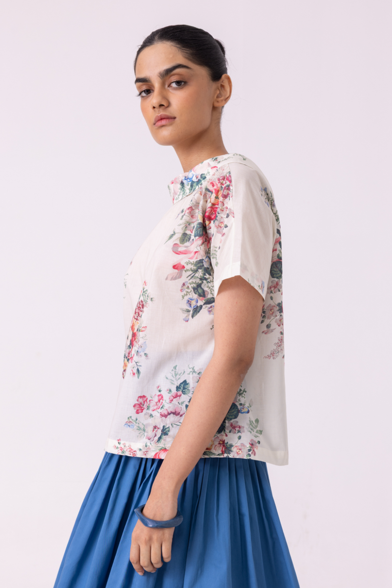 Nora Floral Printed Top cotton by The Summer House for women in Singapore