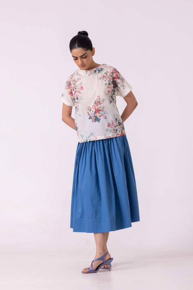 Nora Floral Printed Top cotton by The Summer House for women in Singapore