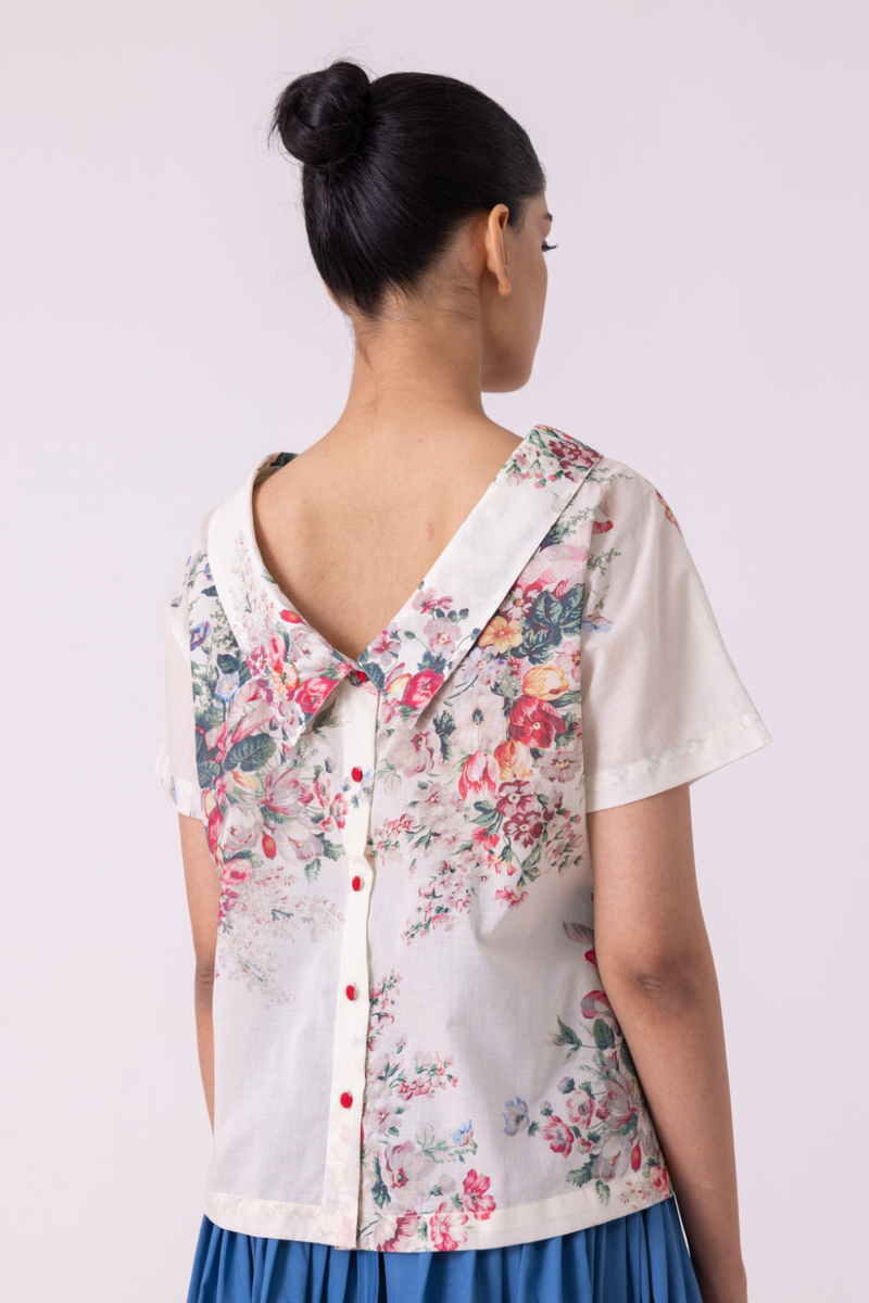Nora Floral Printed Top cotton by The Summer House for women in Singapore