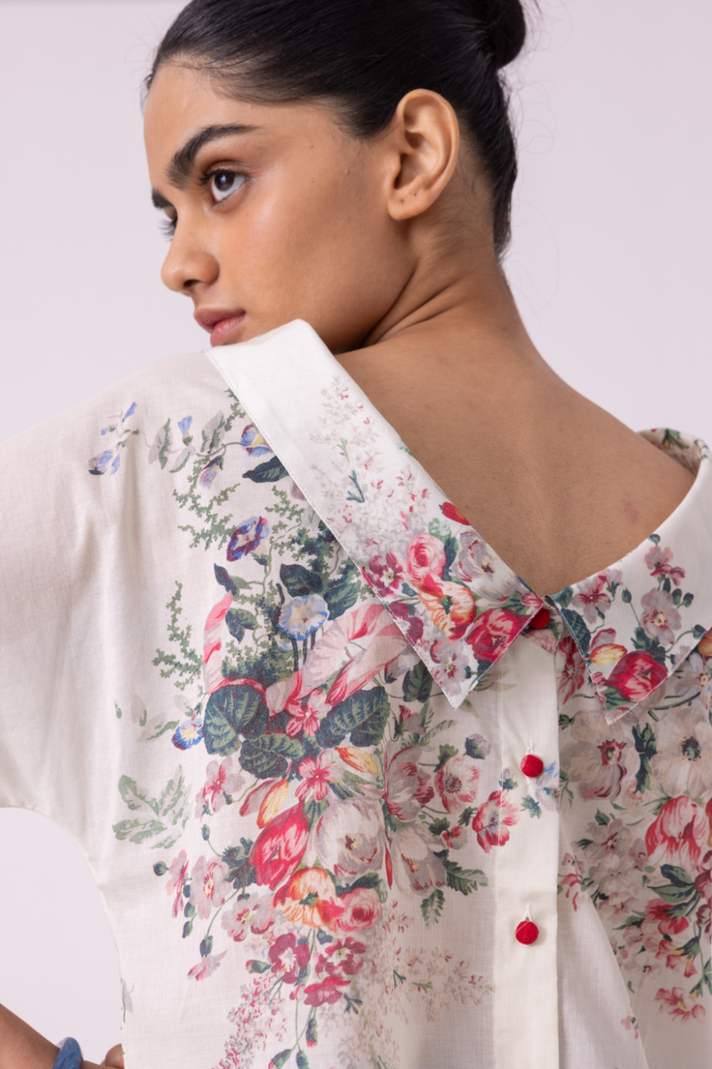 Nora Floral Printed Top cotton by The Summer House for women in Singapore