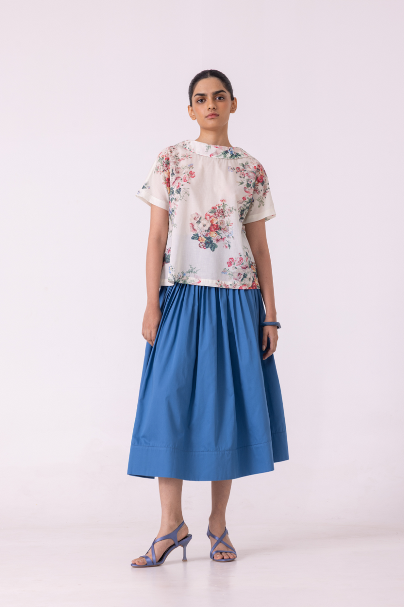 Nora Floral Printed Top cotton by The Summer House for women in Singapore