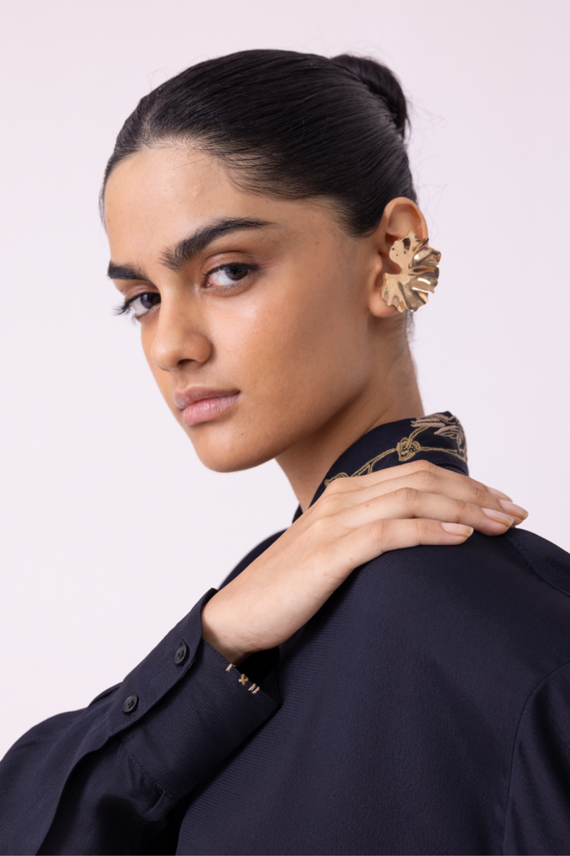 Norris Black Embroidered Shirt cotton by The Summer House for women in Singapore