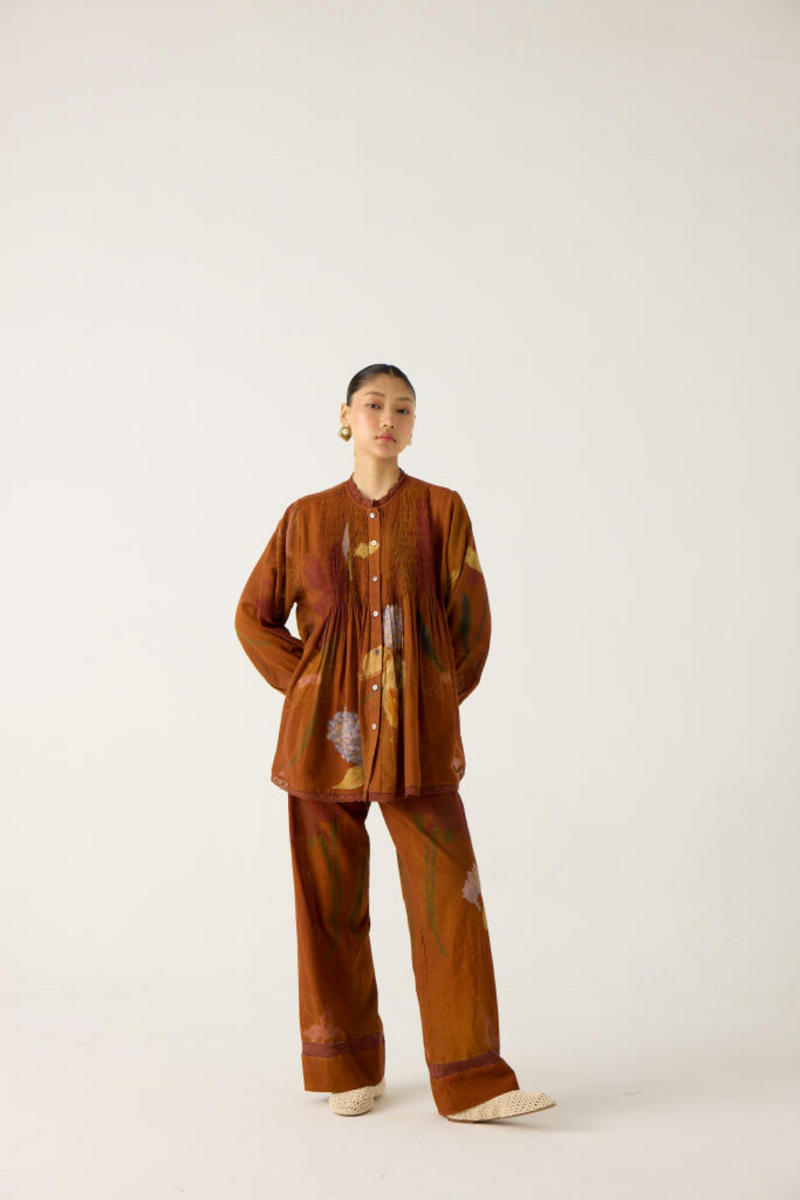 NOVA SET-FOLIAGE (NOVA TOP + LACE PANTS) cotton by CORD in multi for women in Singapore