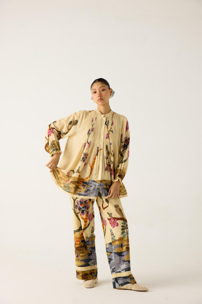 NOVA SET-SAFARI (NOVA TOP +LACE PANTS) cotton by CORD in multi for women in Singapore