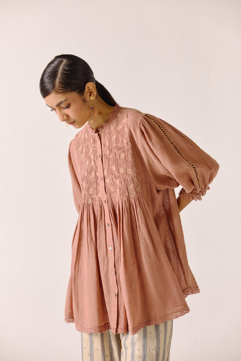 Nova top-Peach Anaar Emb cotton by CORD for women in Singapore
