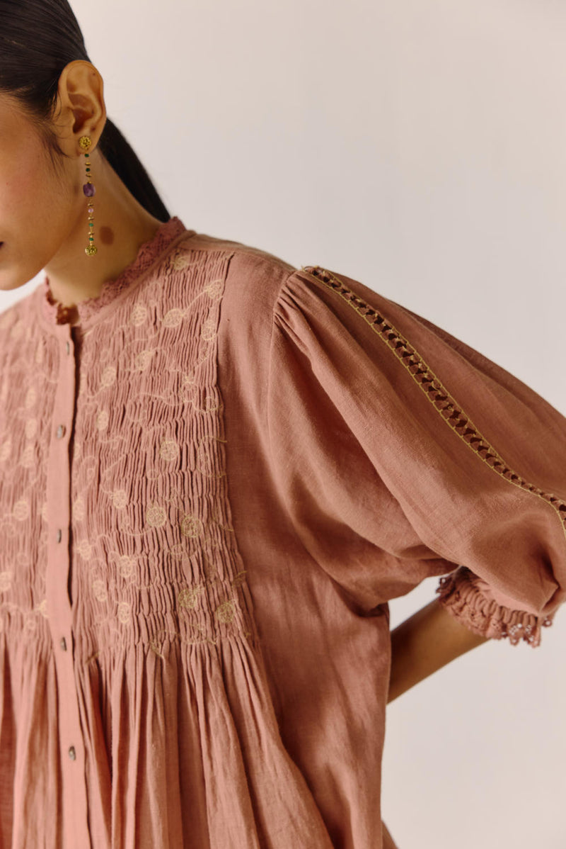 Nova top-Peach Anaar Emb cotton by CORD for women in Singapore