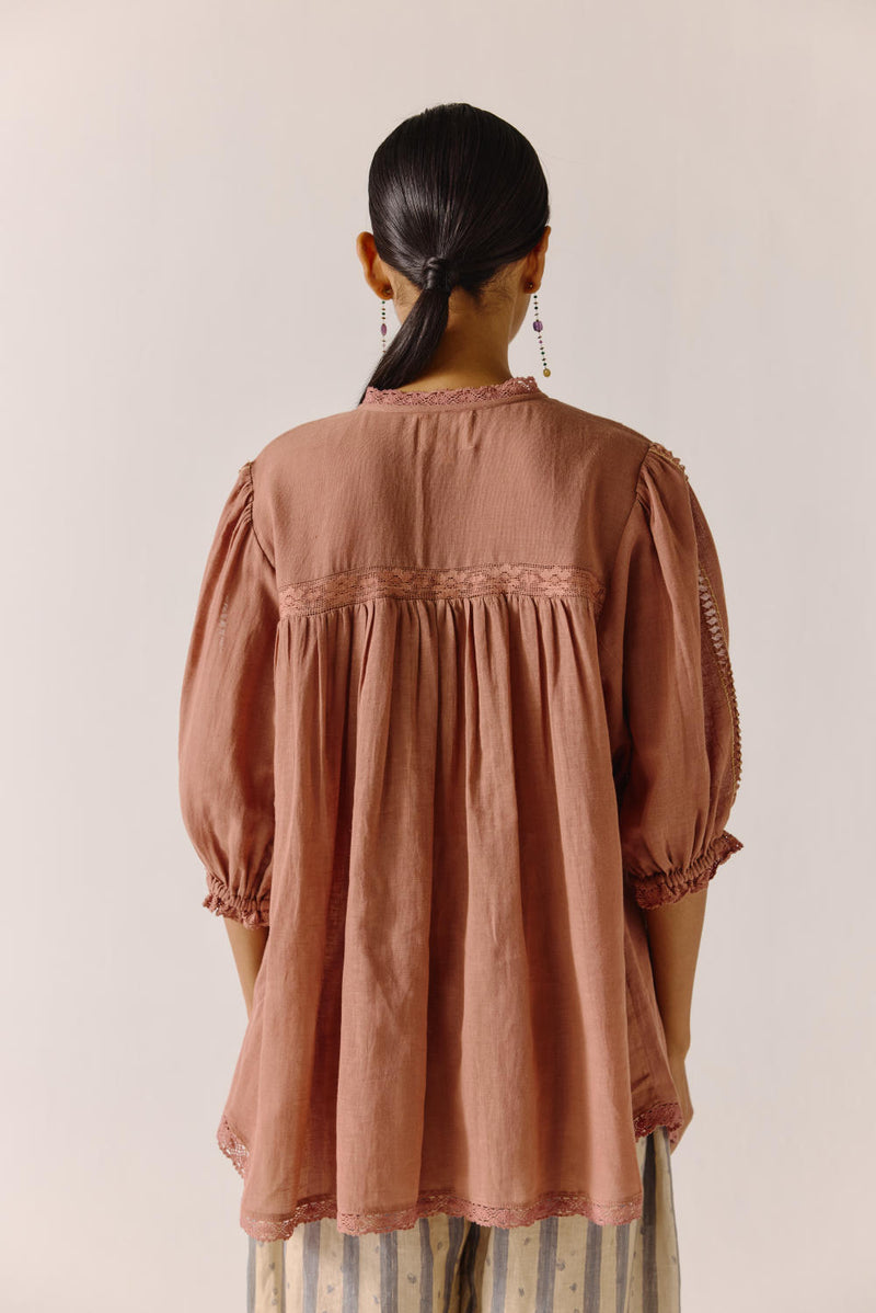 Nova top-Peach Anaar Emb cotton by CORD for women in Singapore