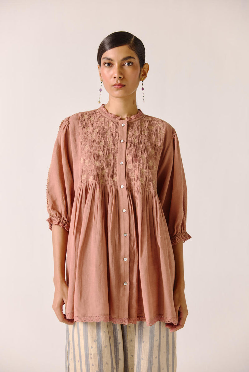 Nova top-Peach Anaar Emb cotton by CORD for women in Singapore