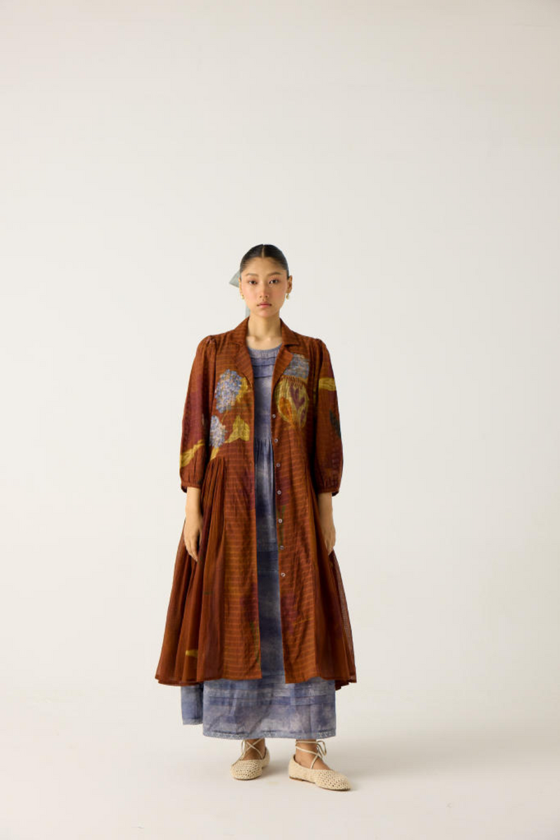 CLASSIC BUTTON DOWN DRESS +SLEEVELESS DRESS-(FOLIAGE + INDIGO) cotton by CORD in multi for women in Singapore