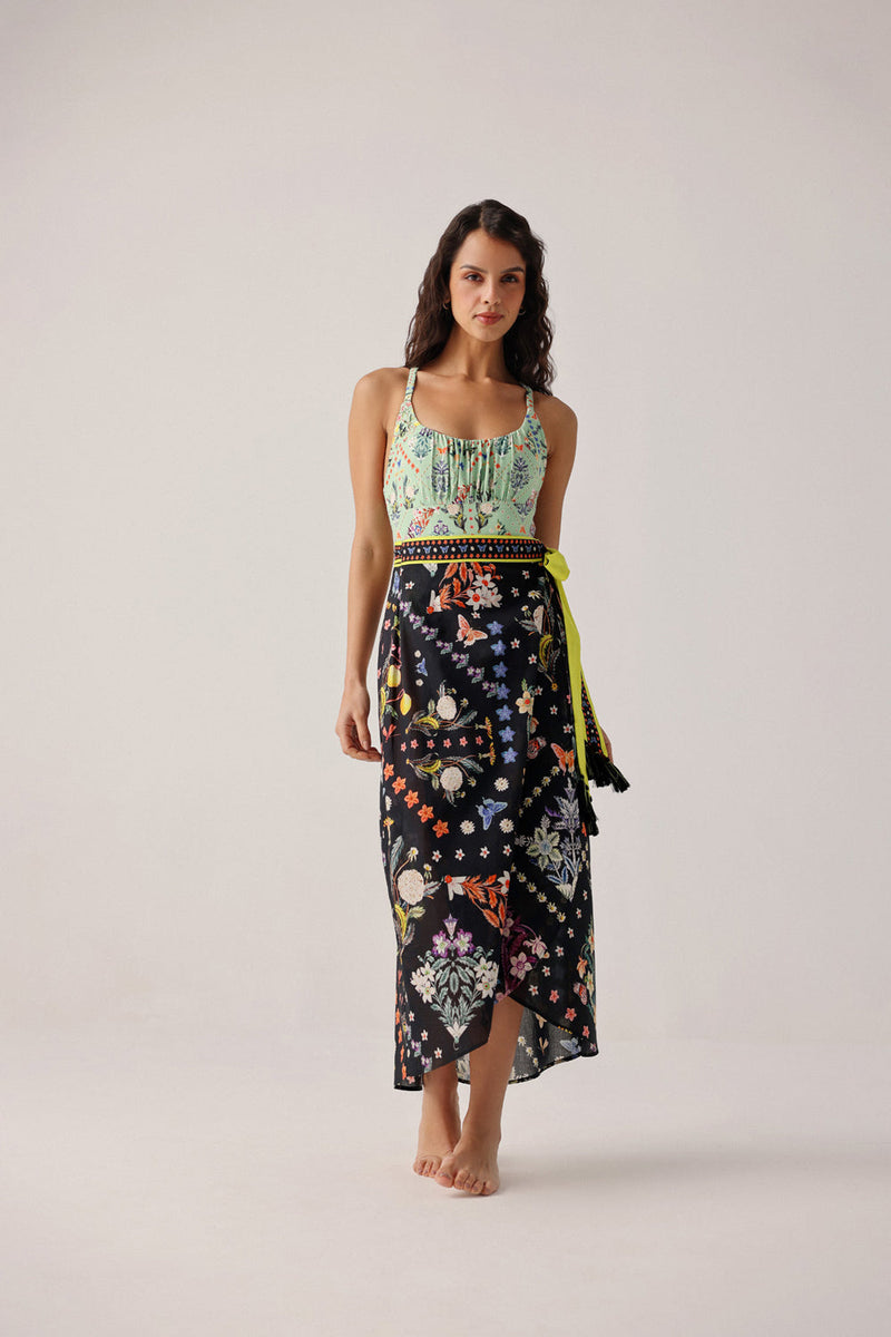 Nua Pareo-Prairee cotton voile resort wear by NOIB in black for women in Singapore