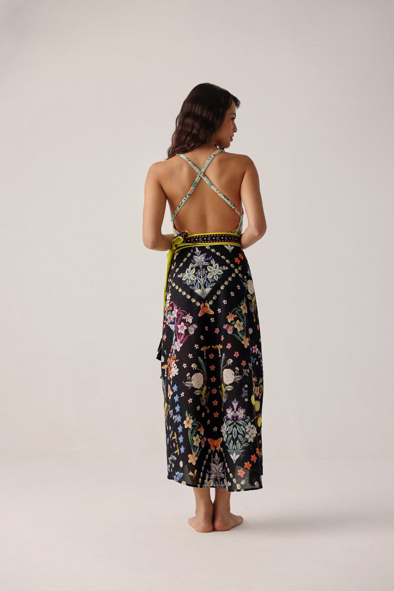 Nua Pareo-Prairee cotton voile resort wear by NOIB in black for women in Singapore