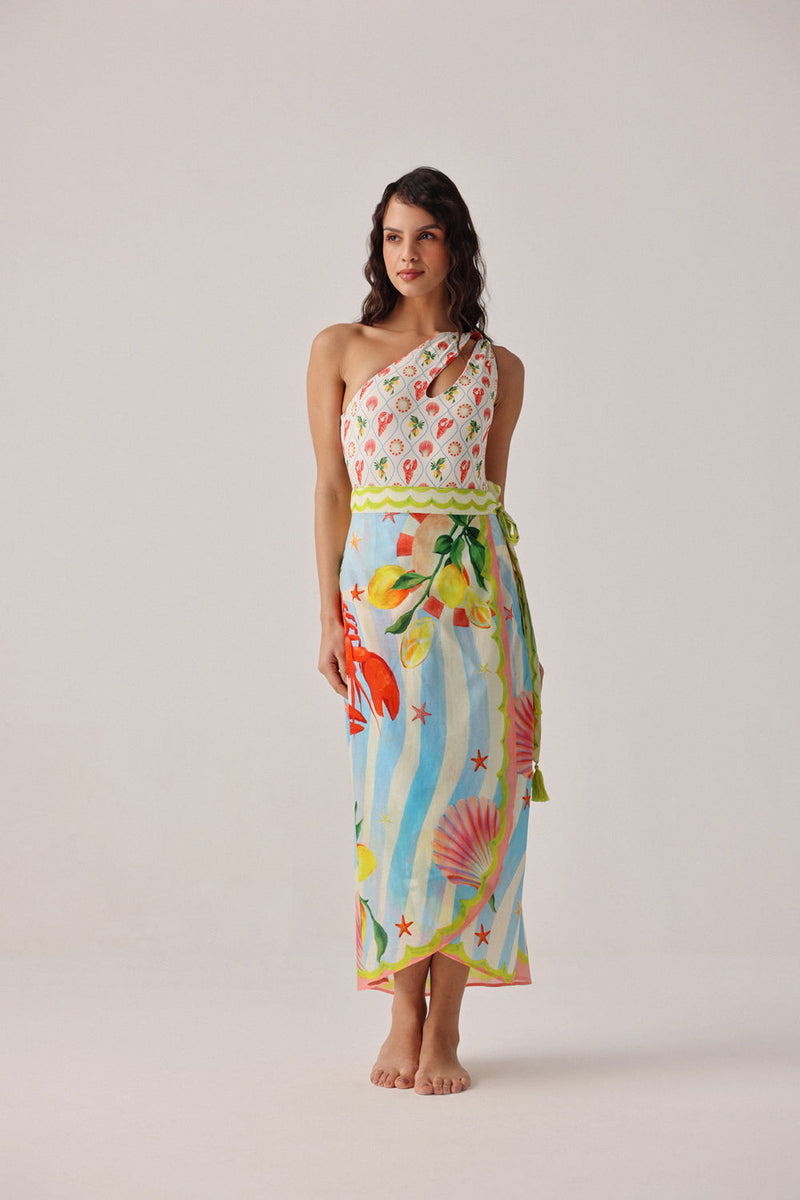 Nua Pareo-Summer Zest cotton voile resort wear by NOIB in blue for women in Singapore