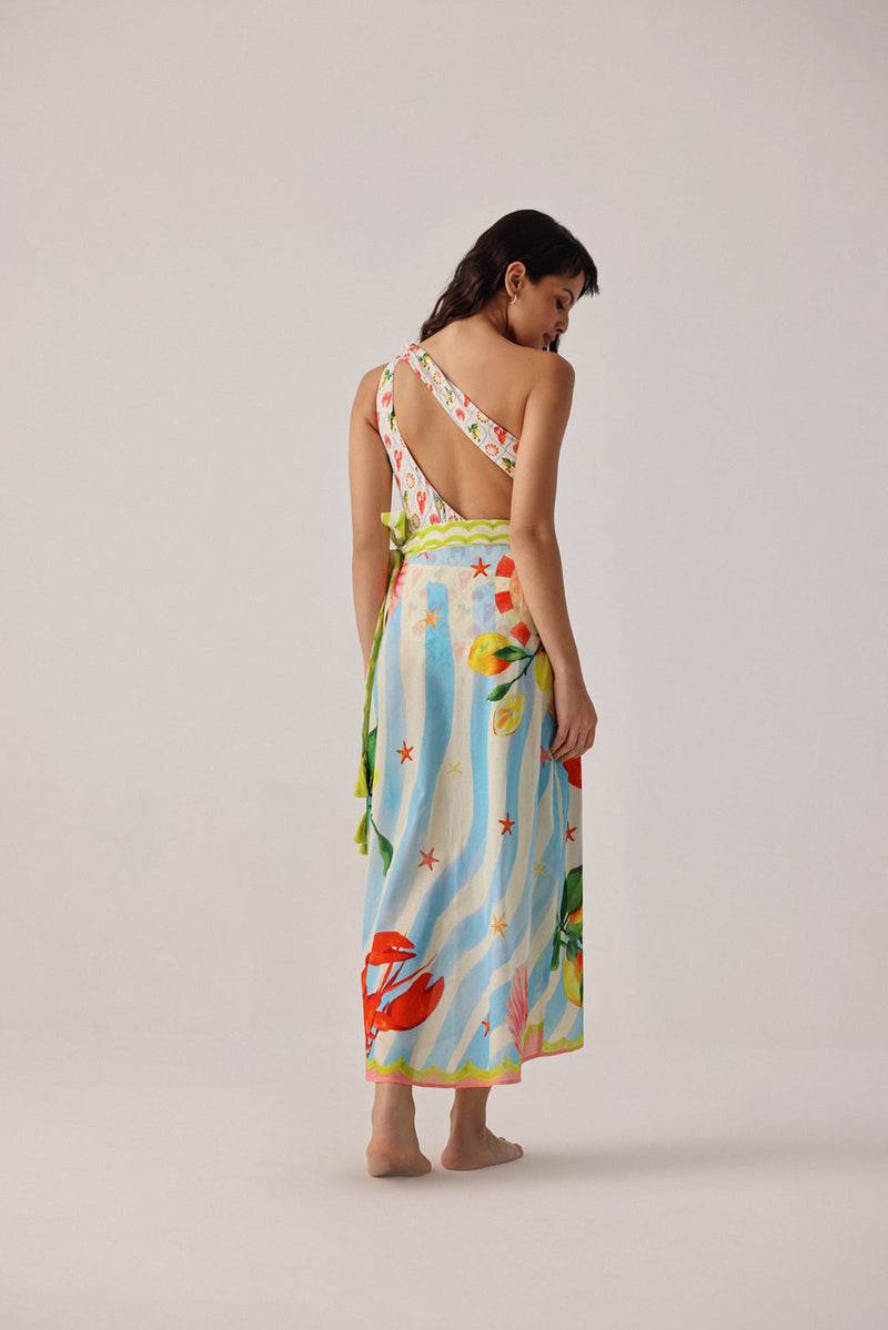 Nua Pareo-Summer Zest cotton voile resort wear by NOIB in blue for women in Singapore